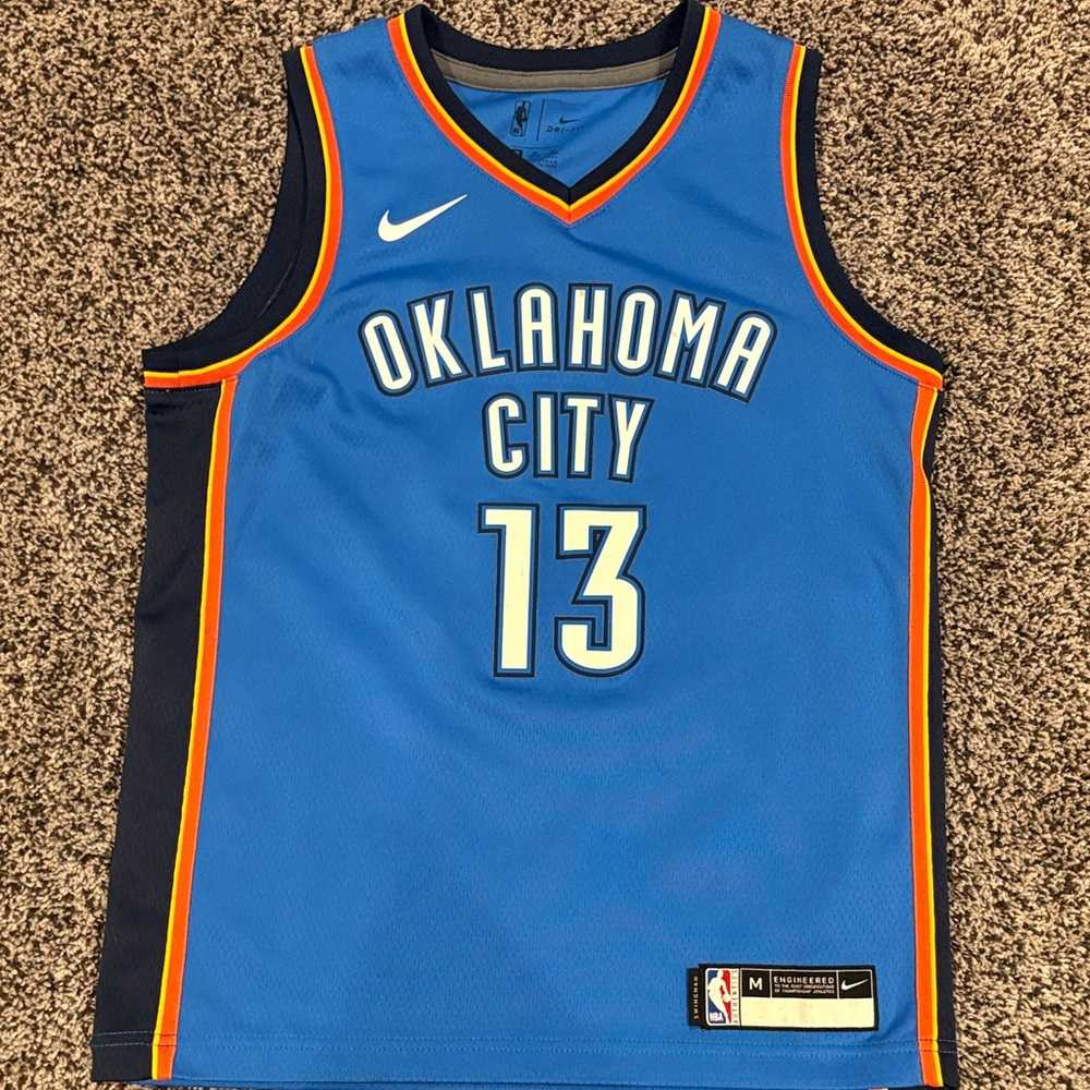 Nike Oklahoma City Blue and Orange Paul George Jersey